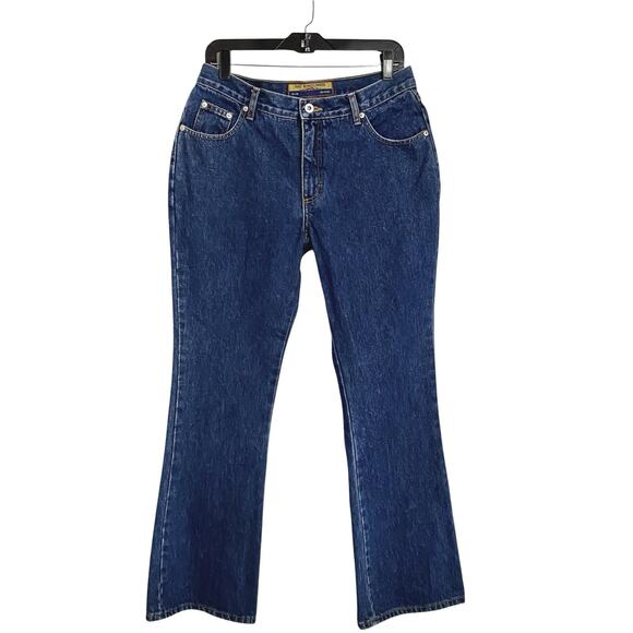 No Excuses Denim Jeans Womens Jrs Size 11 VTG Darker Blue Mid Rise Boot Cut - Picture 1 of 9